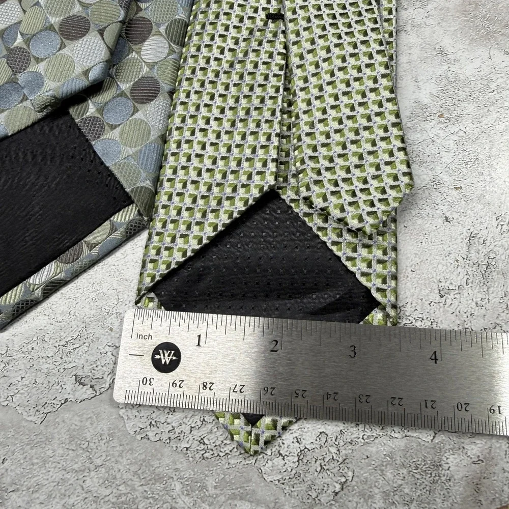 Geoffrey Beene Tie Set‎ Mens One Size Green Geometric Silk Made In China Necktie